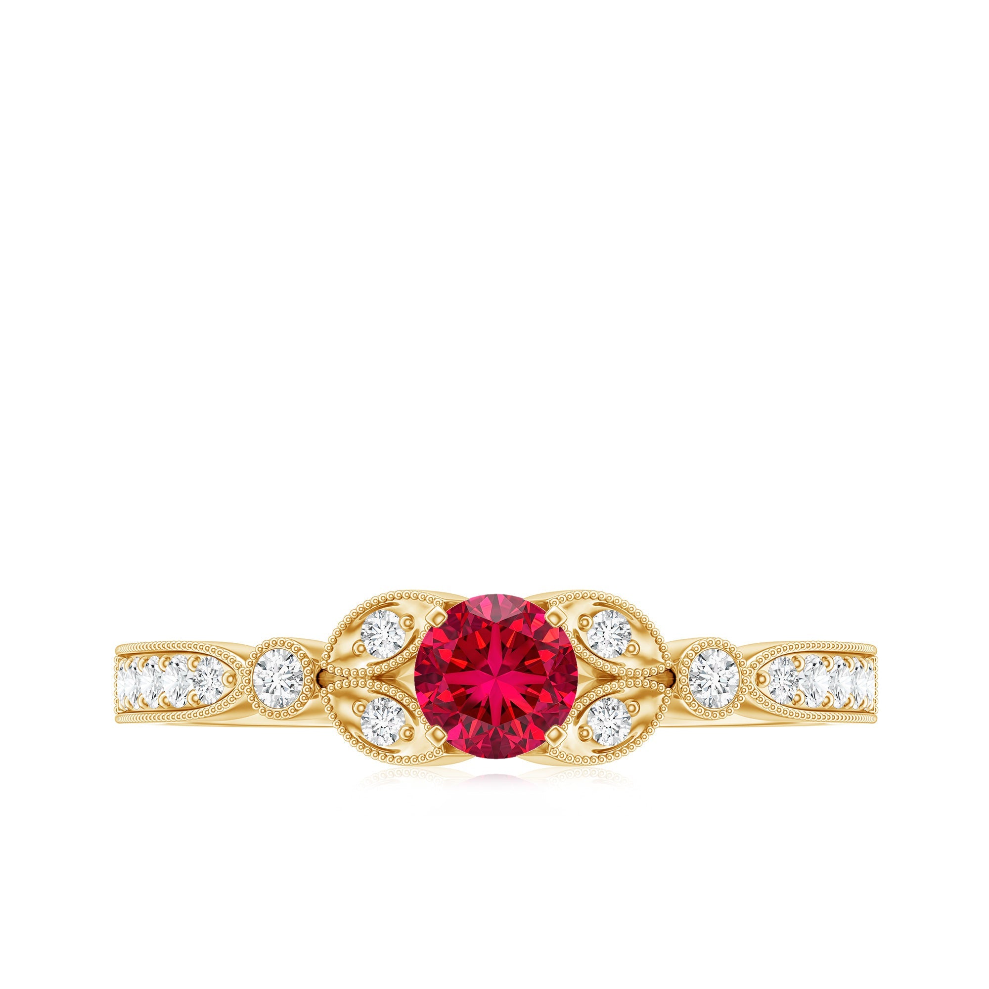 Lab-Lab Grown Ruby and Diamond Minimal Promise Ring