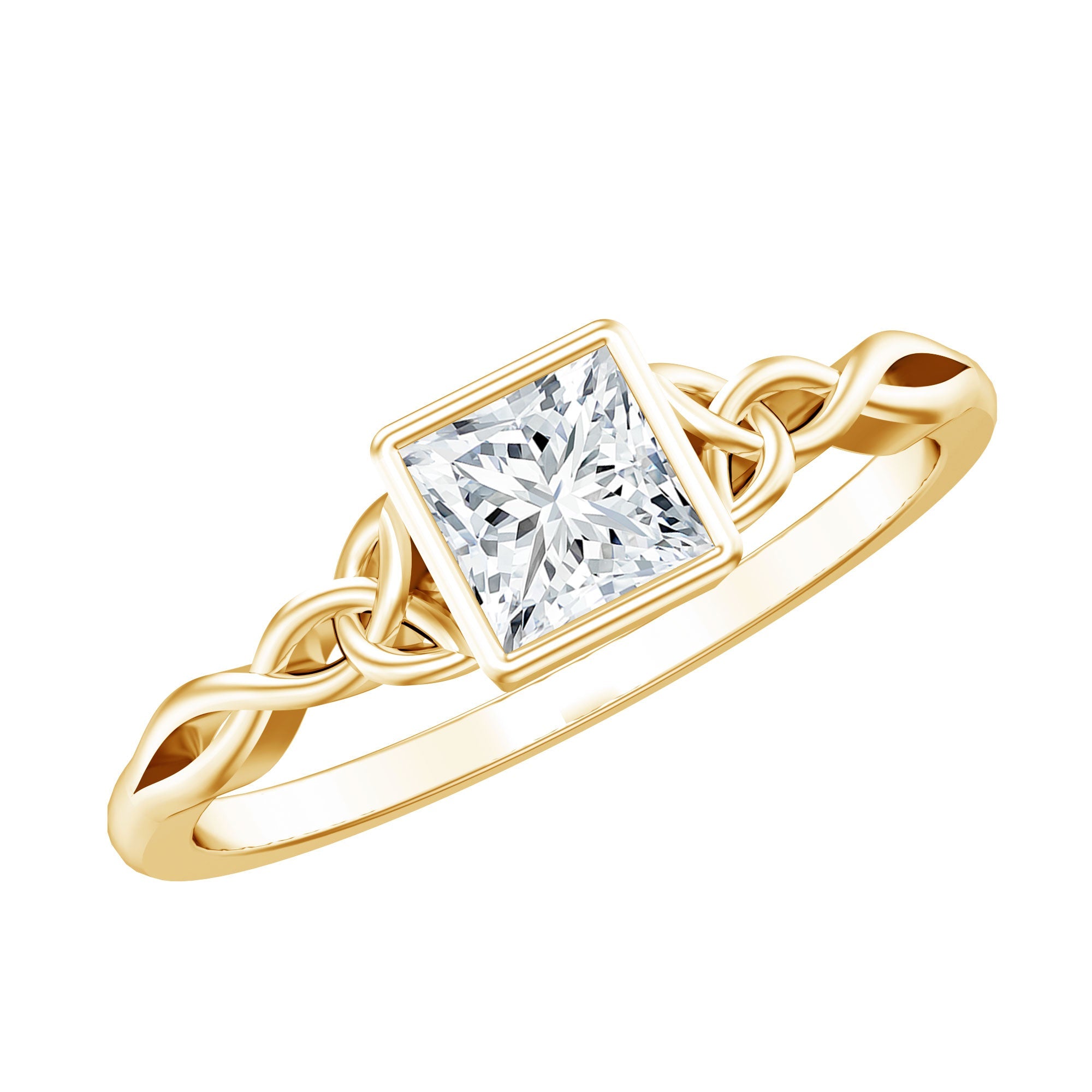 Princess Cut Moissanite Promise Ring in Bezel Setting