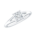 Bezel Set Princess Cut Moissanite Solitaire Promise Ring in Split Shank