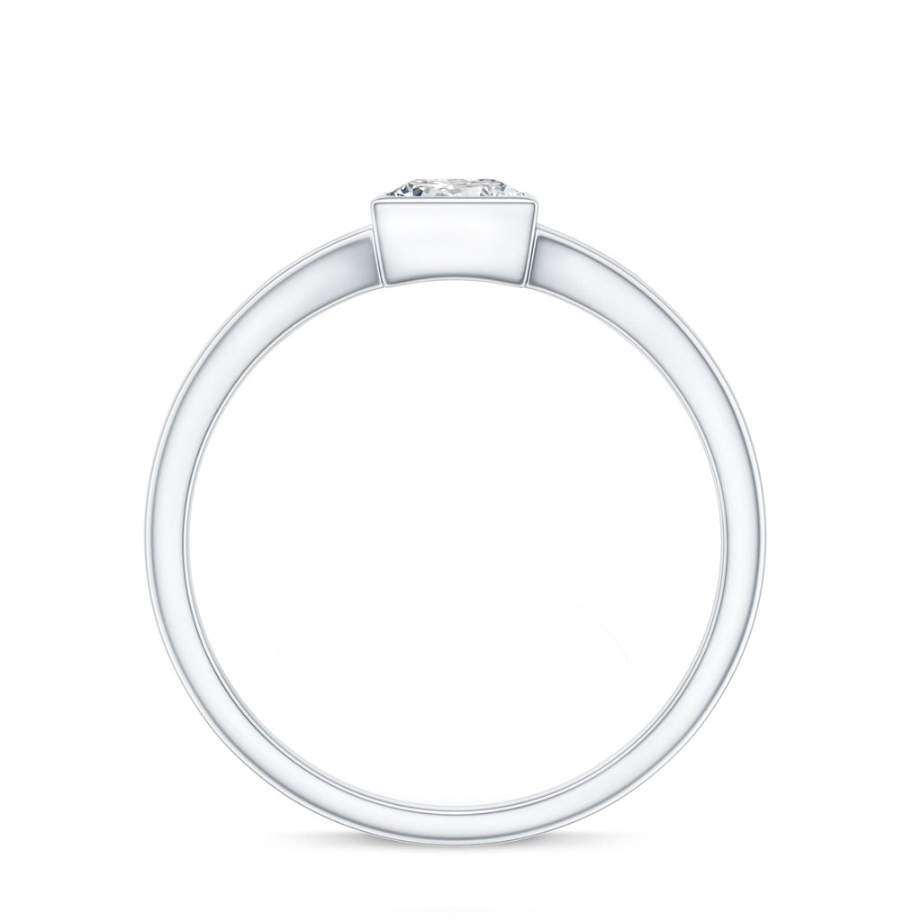 Bezel Set Princess Cut Moissanite Solitaire Promise Ring in Split Shank
