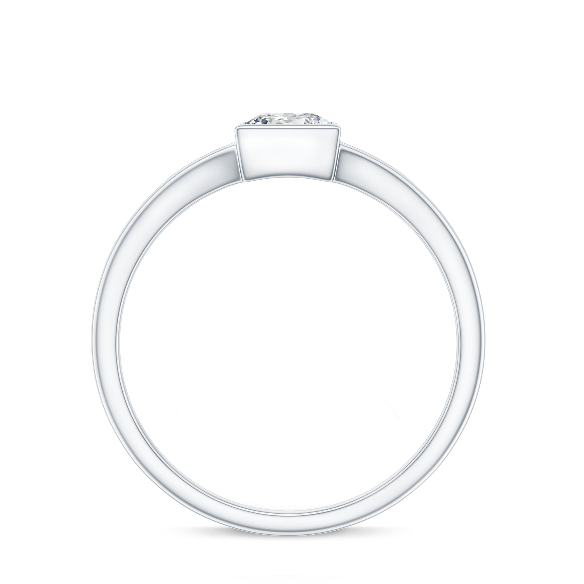 Bezel Set Princess Cut Moissanite Solitaire Promise Ring in Split Shank