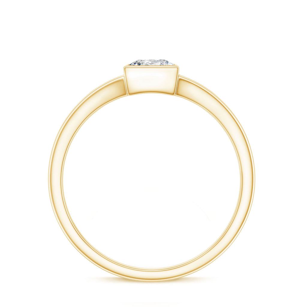 Bezel Set Princess Cut Moissanite Solitaire Promise Ring in Split Shank