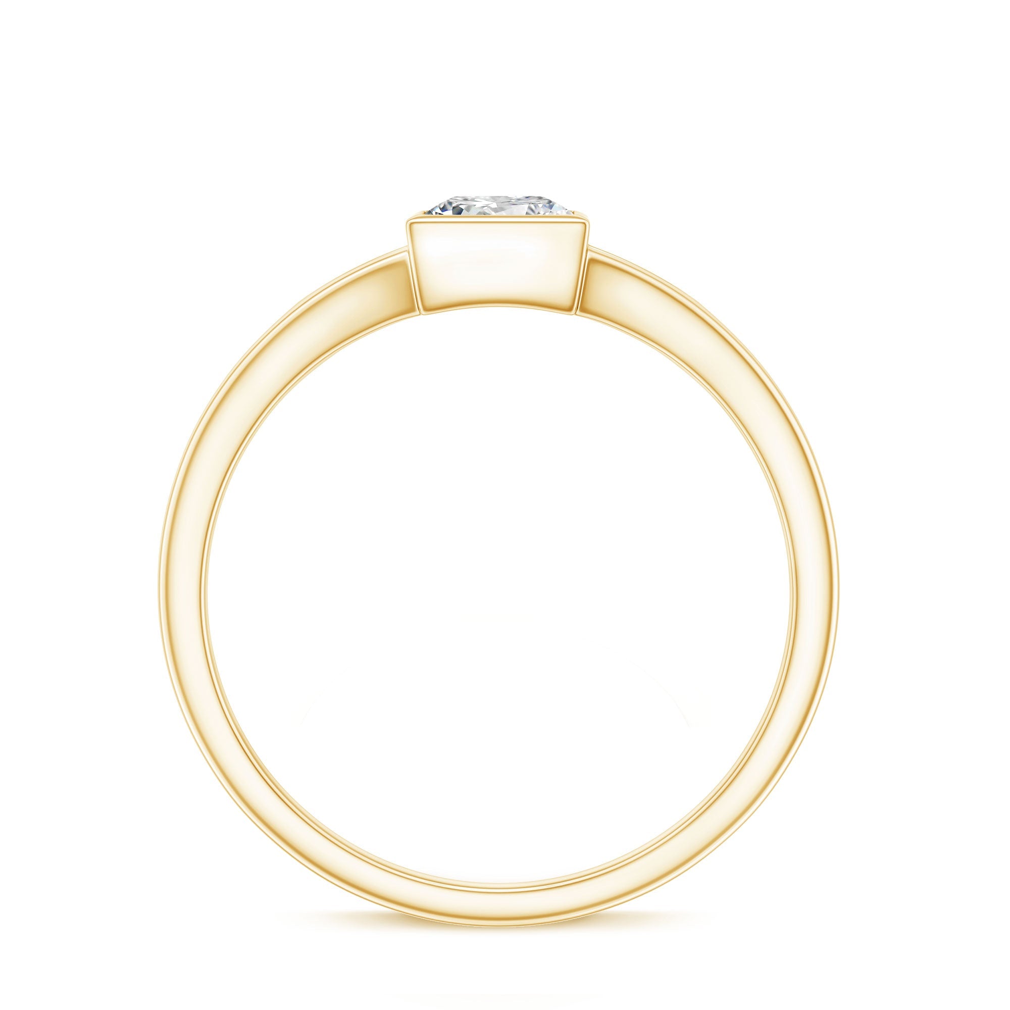 Bezel Set Princess Cut Moissanite Solitaire Promise Ring in Split Shank