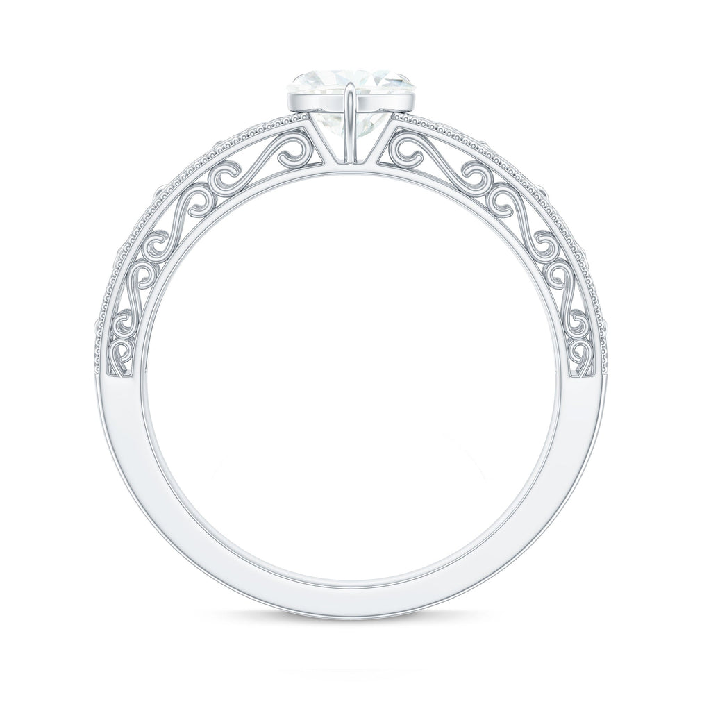 Heart Shape Solitaire Moissanite Filigree Engagement Ring