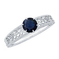 Vintage Inspired 0.9 Carat Blue Sapphire Filigree Engagement Ring for Women