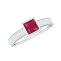 Natural 0.8 Carat Ruby Princess Cut Engagement Ring with Diamond