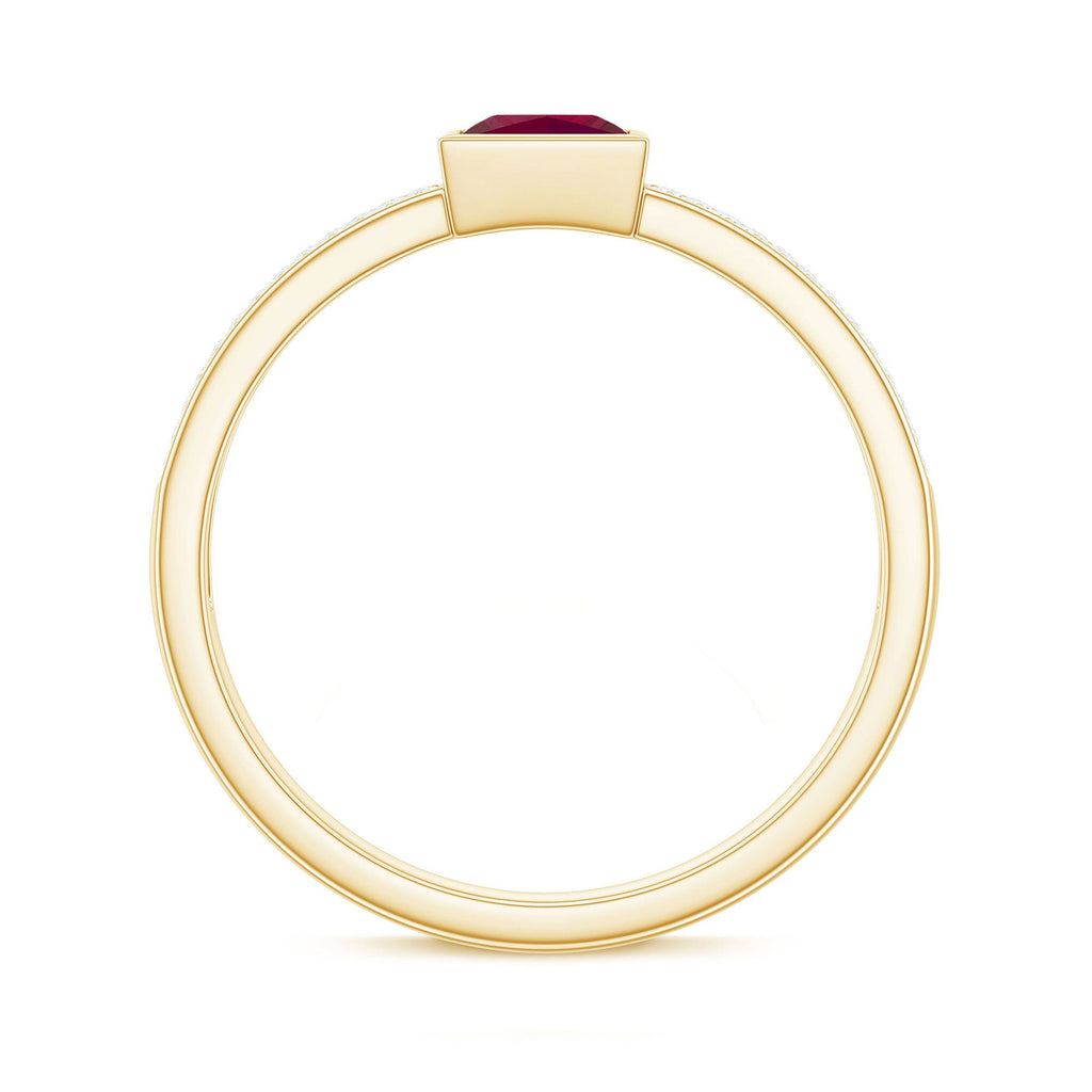 Natural 0.8 Carat Ruby Princess Cut Engagement Ring with Diamond