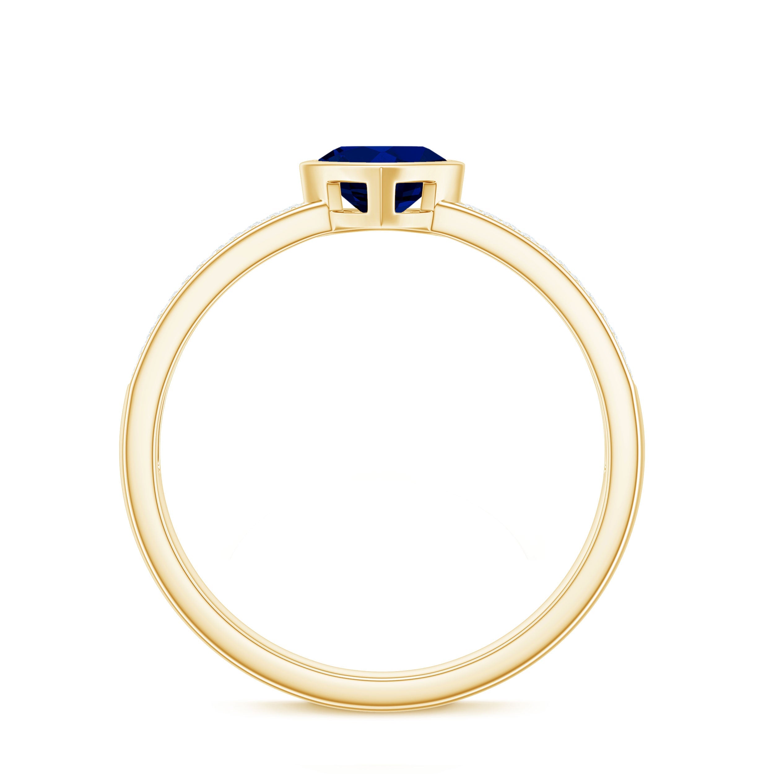 0.6 Carat Blue Sapphire Heart Solitaire Engagement Ring with Pave Diamond