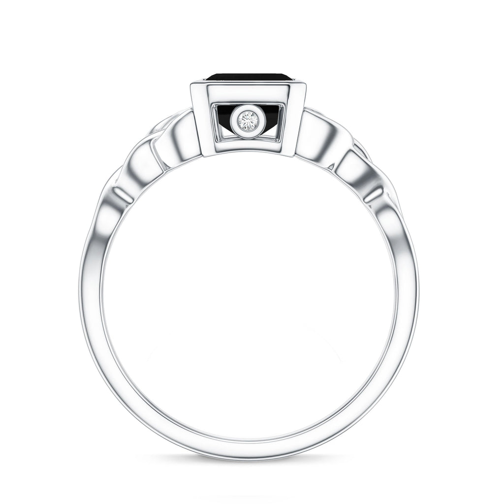 1.6 Carat Lab Grown Black Diamond Celtic Knot Engagement Ring with Surprise White Diamond