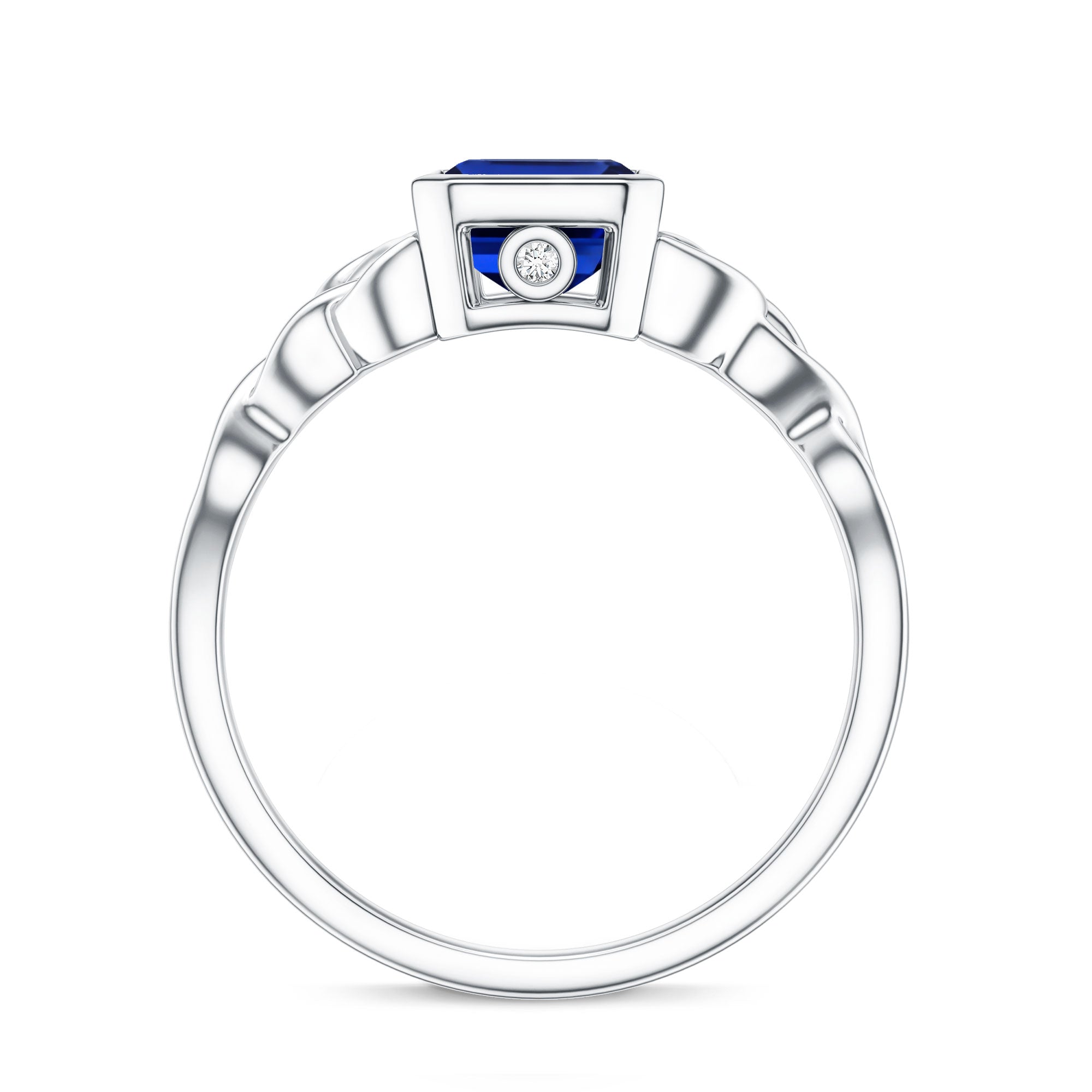 Solitaire Created Blue Sapphire Celtic Engagement Ring