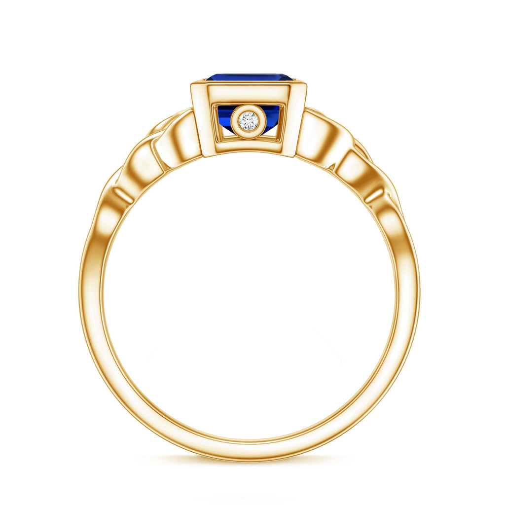 Solitaire Created Blue Sapphire Celtic Engagement Ring