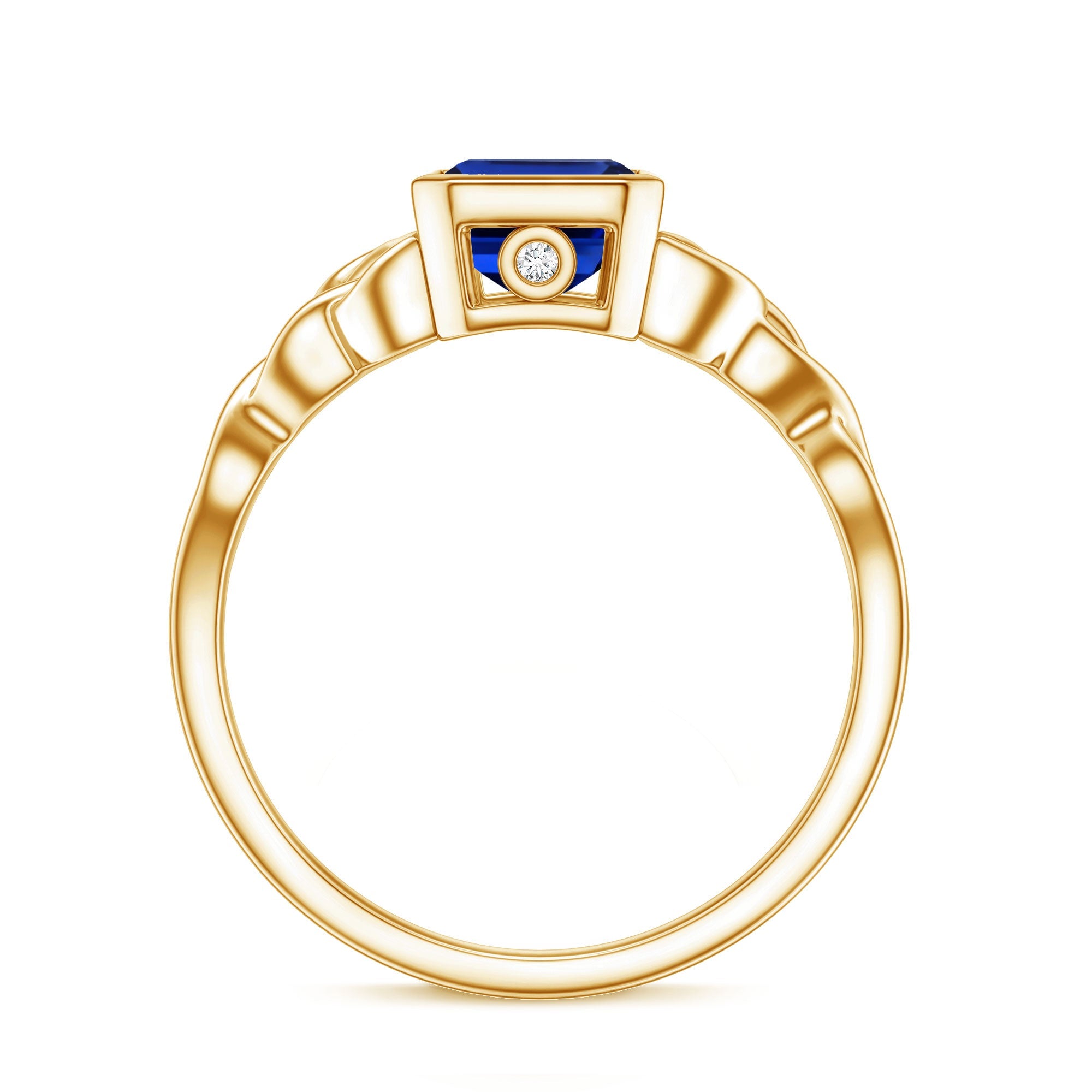 Solitaire Created Blue Sapphire Celtic Engagement Ring