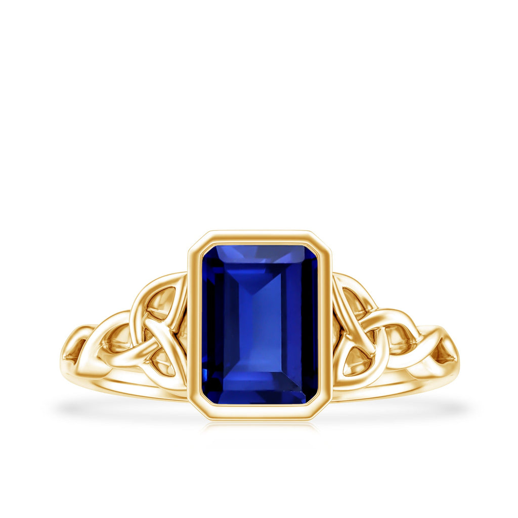 Solitaire Created Blue Sapphire Celtic Engagement Ring