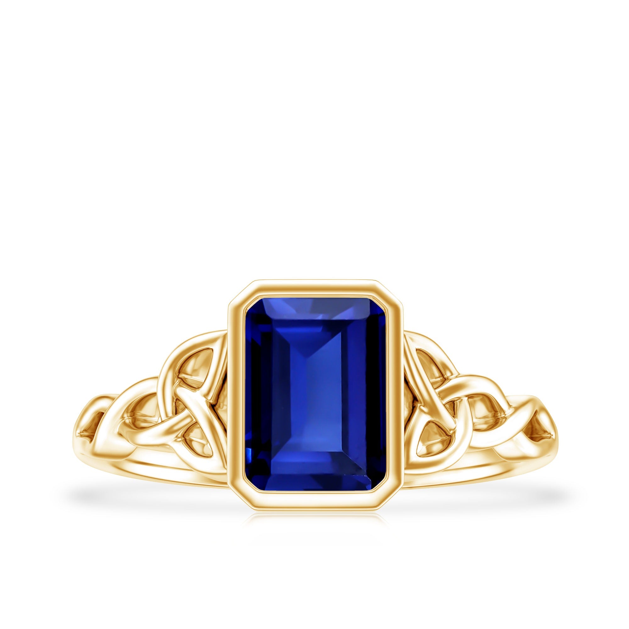 Solitaire Created Blue Sapphire Celtic Engagement Ring