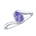 Natural Tanzanite Solitaire Engagement Ring with Bypass Shank