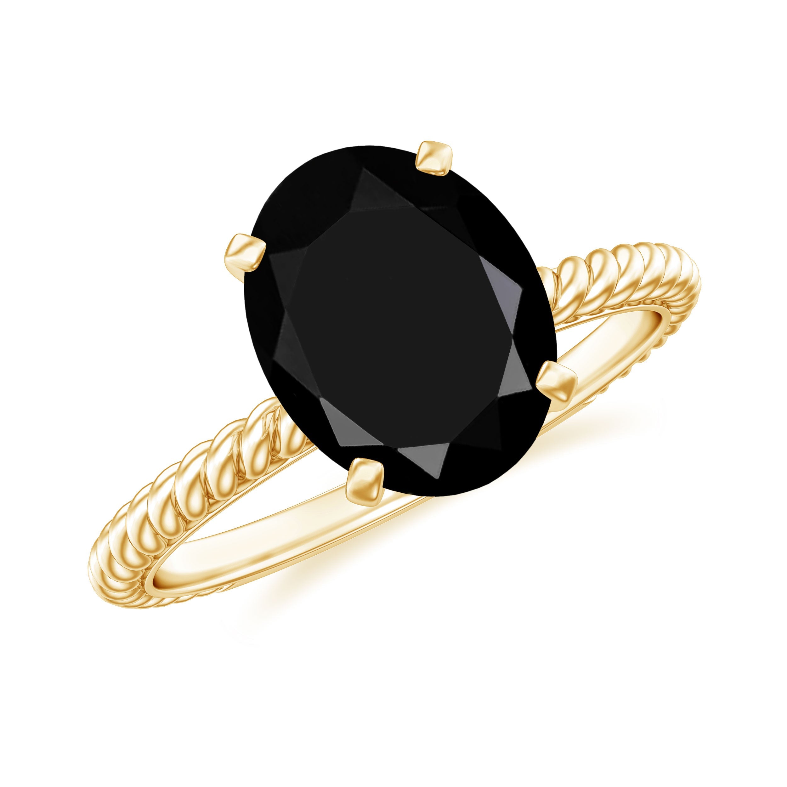 4.2 Carat Oval Lab Grown Black Diamond Solitaire Engagement Ring with Surprise White Diamond