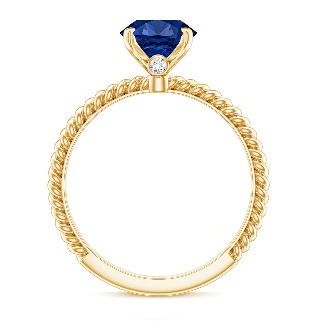 Certified 4 Carat Lab Grown Blue Sapphire Engagement Ring with Surprise Diamond