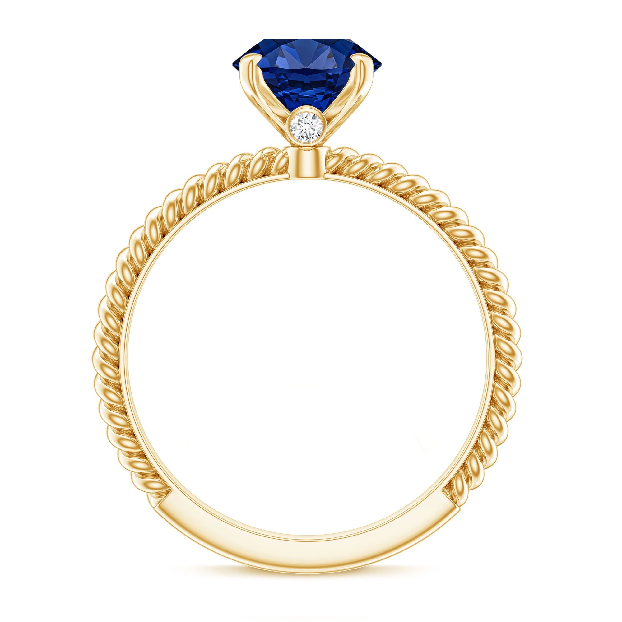 Certified 4 Carat Lab Grown Blue Sapphire Engagement Ring with Surprise Diamond