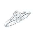 Bezel Set Oval Cut Moissanite Promise Ring in Split Shank