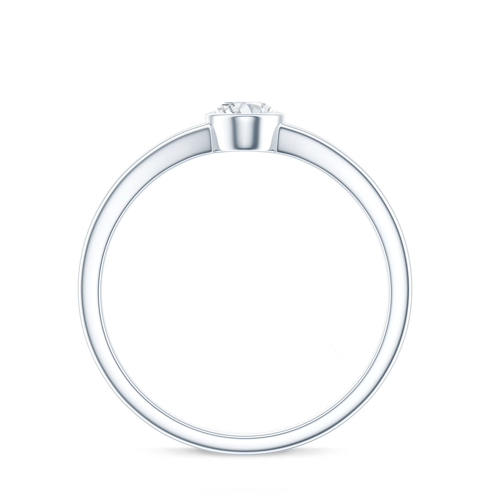 Bezel Set Oval Cut Moissanite Promise Ring in Split Shank