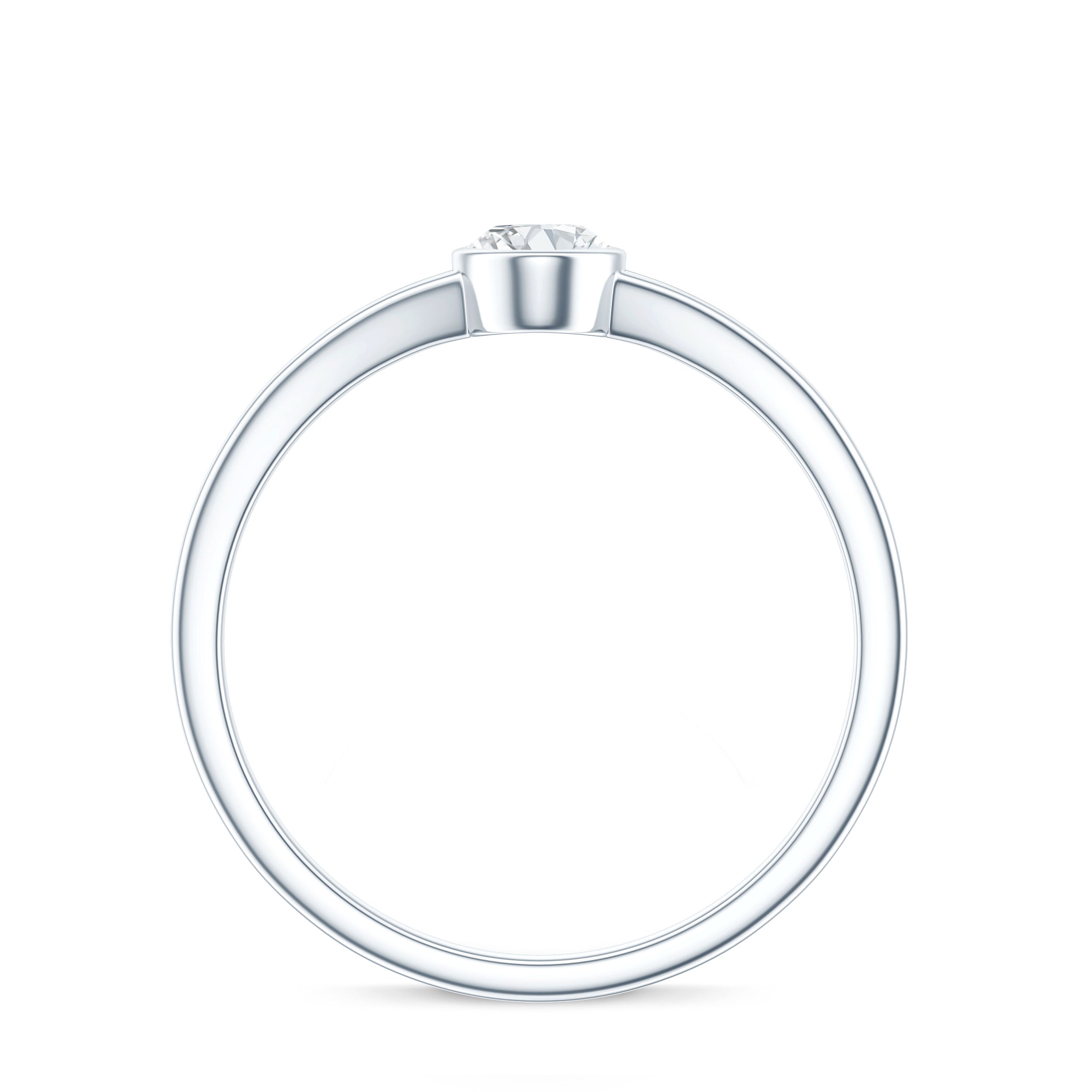 Bezel Set Oval Cut Moissanite Promise Ring in Split Shank