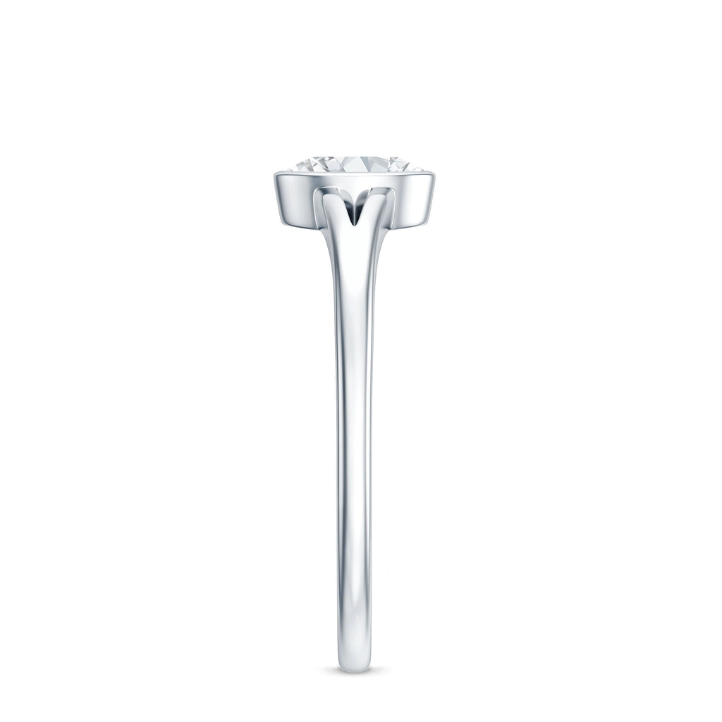 Bezel Set Oval Cut Moissanite Promise Ring in Split Shank