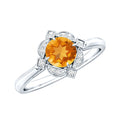 Vintage Inspired Citrine Engagement Ring with Diamond Halo