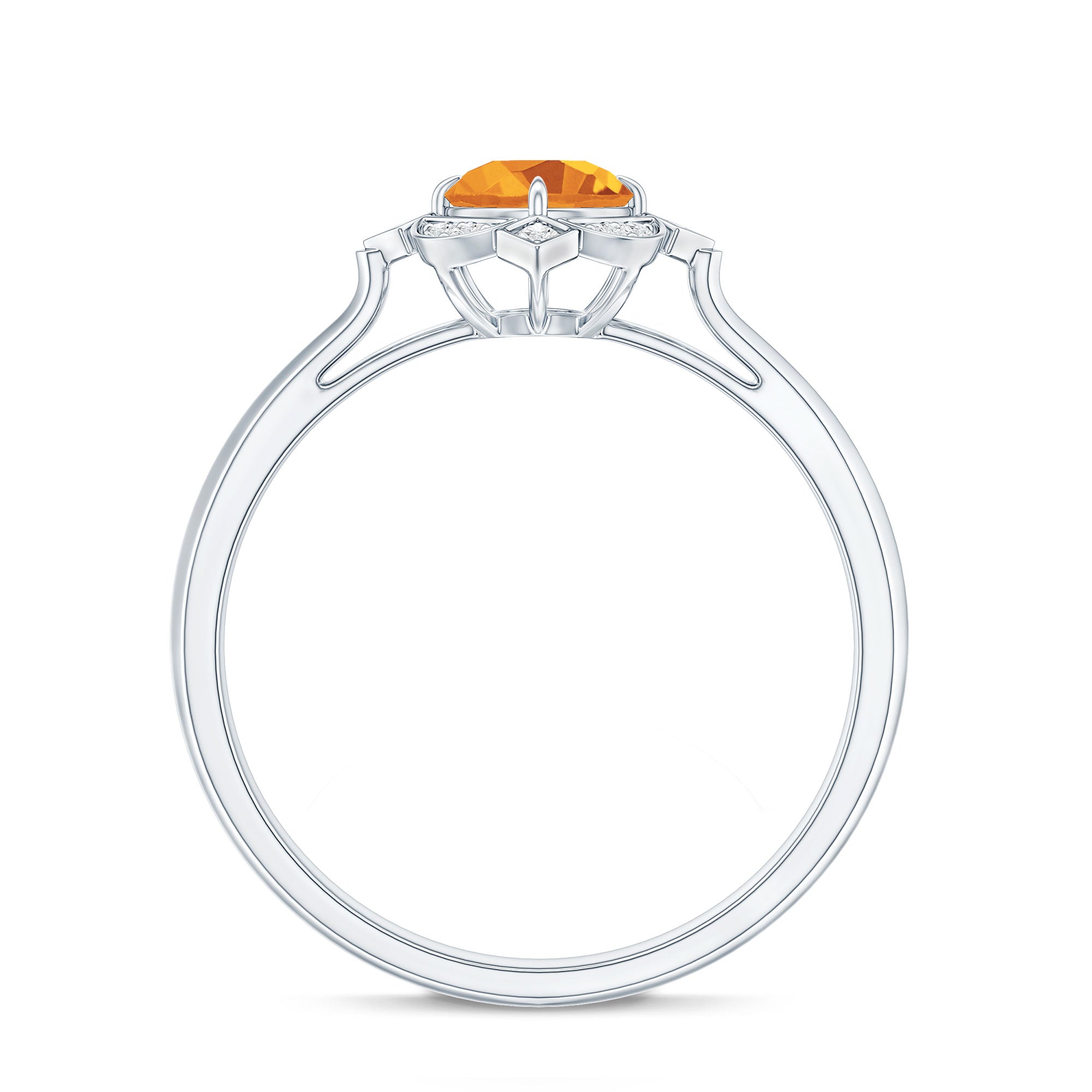 Vintage Inspired Citrine Engagement Ring with Diamond Halo