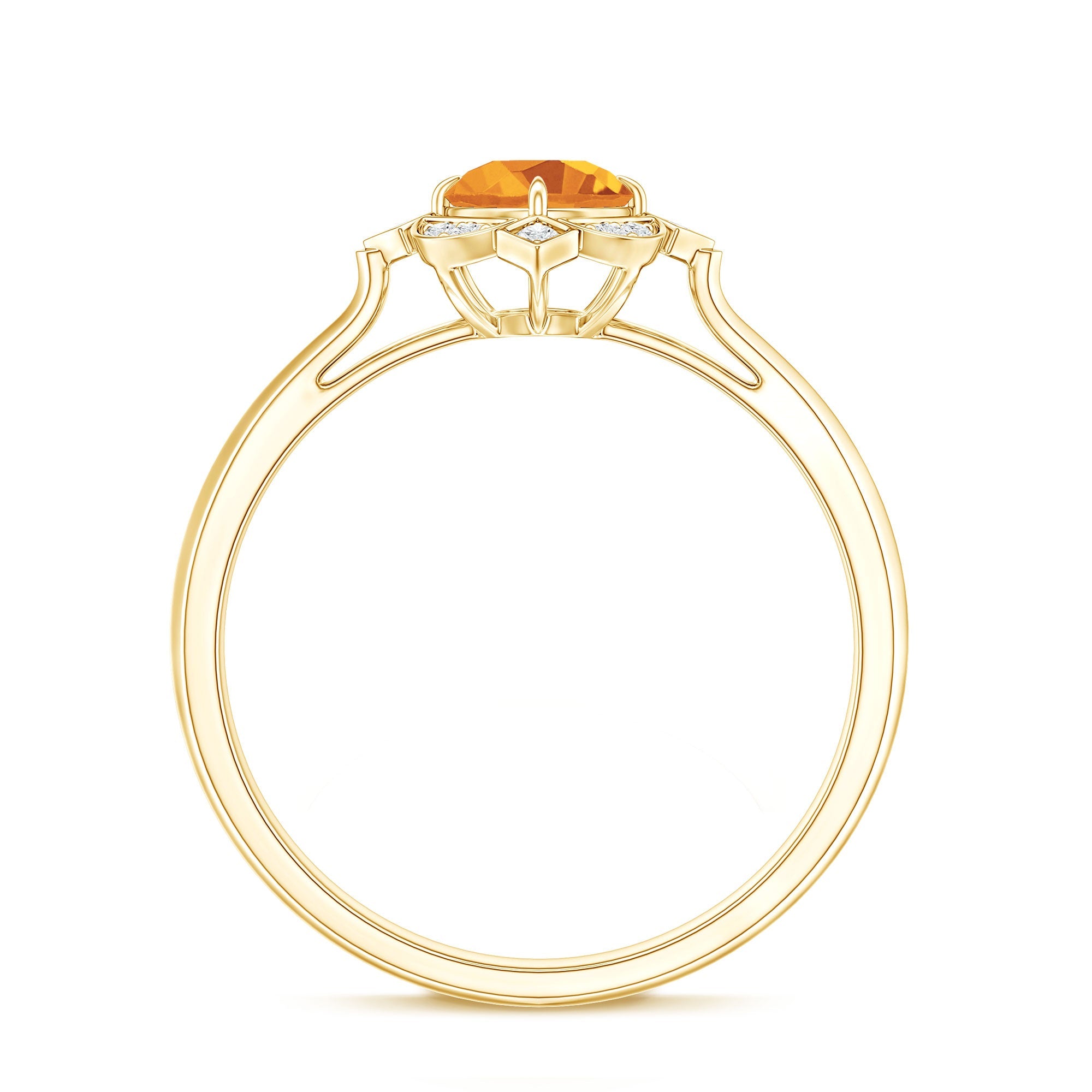 Vintage Inspired Citrine Engagement Ring with Diamond Halo