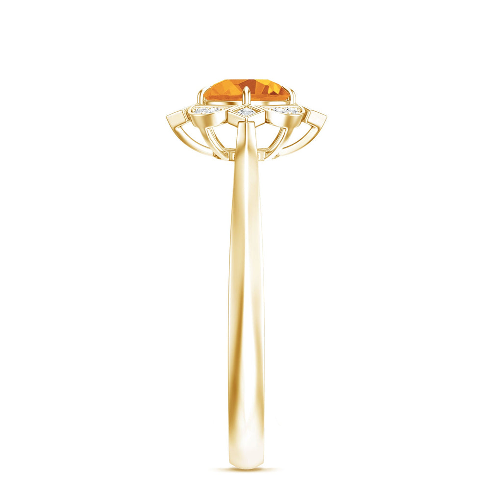 Vintage Inspired Citrine Engagement Ring with Diamond Halo