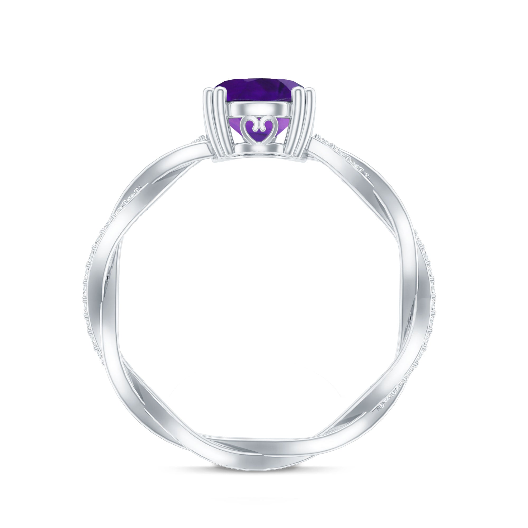 2.5 Carat Amethyst Oval Engagement Ring with Diamond Braided Shank