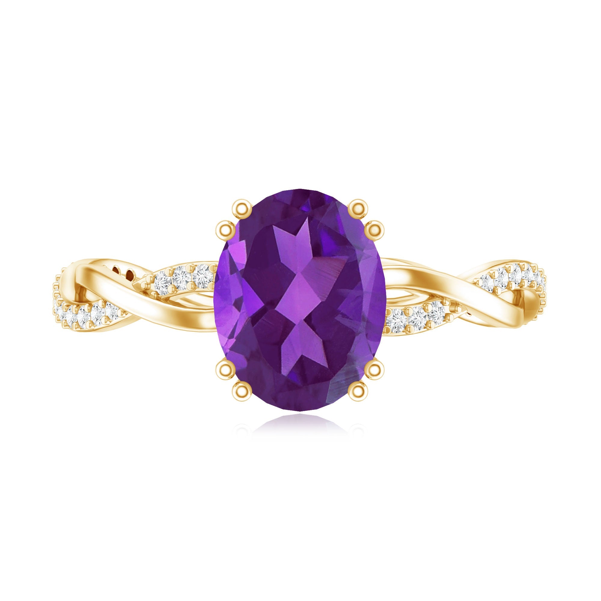 2.5 Carat Amethyst Oval Engagement Ring with Diamond Braided Shank