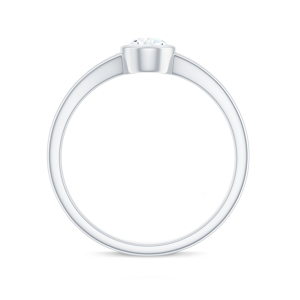 Bezel Set Pear Shaped Moissanite Promise Ring in Split Shank