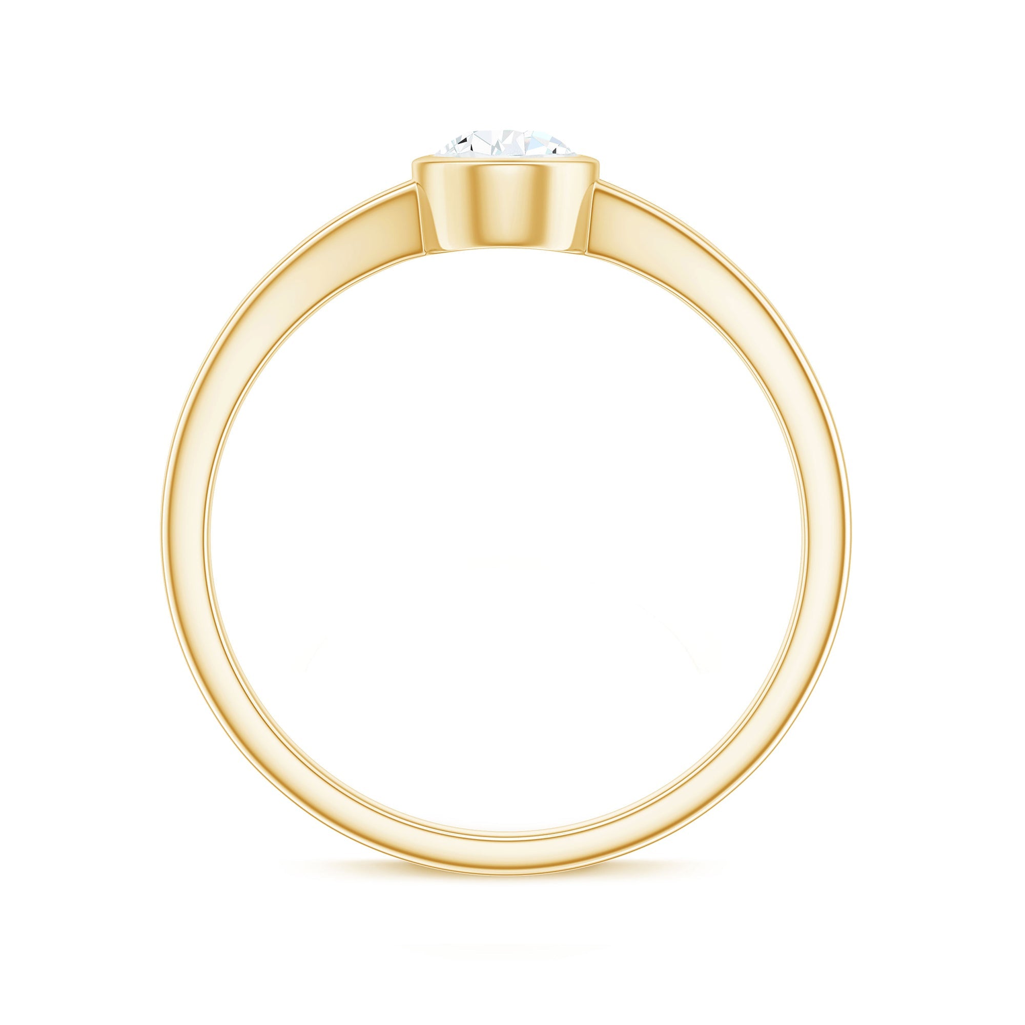 Bezel Set Pear Shaped Moissanite Promise Ring in Split Shank