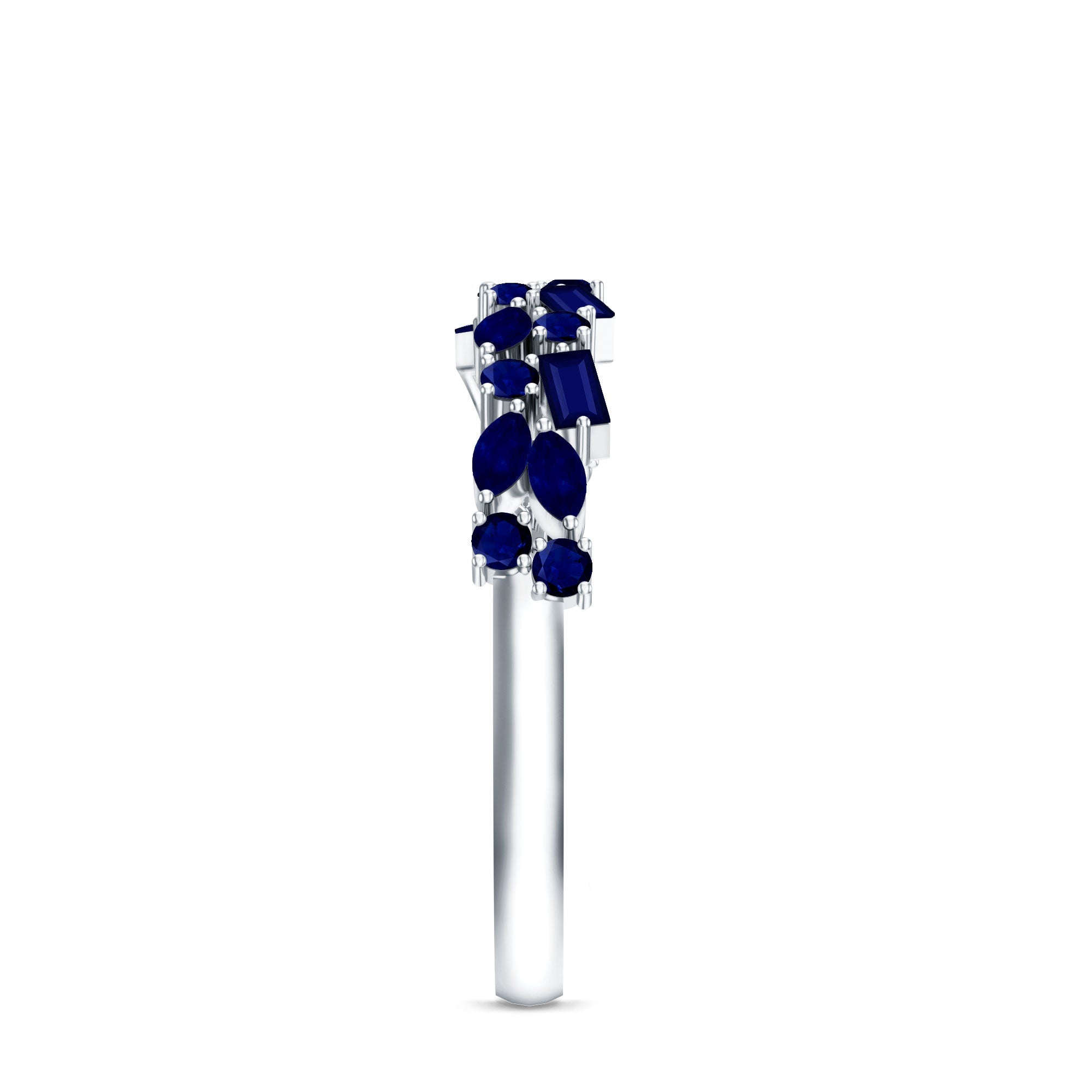 Natural Blue Sapphire Half Eternity Anniversary Ring for Women