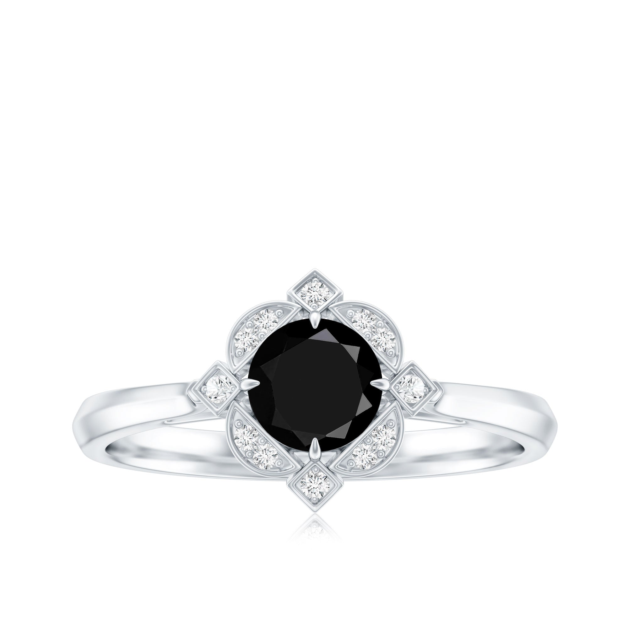 Vintage Looking 0.8 Carat Lab Grown Black and White Diamond Engagement Ring