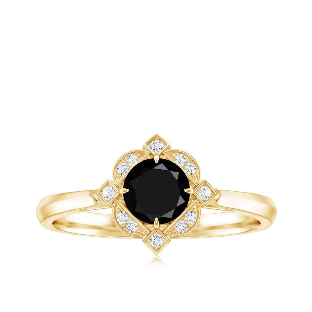 Vintage Looking 0.8 Carat Lab Grown Black and White Diamond Engagement Ring
