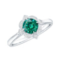 Lab Grown Emerald and Diamond Art Deco Engagement Ring