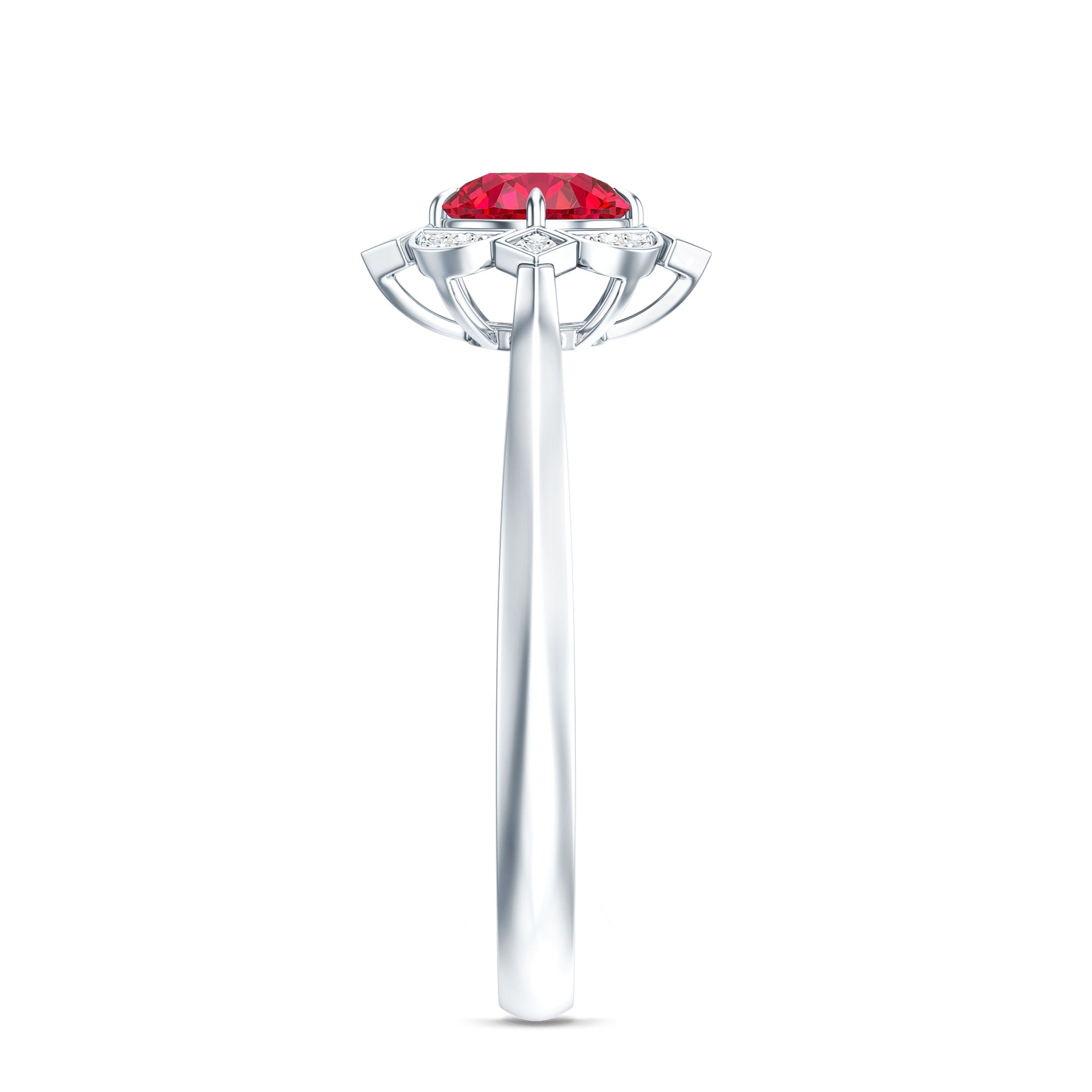 Certified Lab Created Ruby and Diamond Vintage Looking Engagement Ring