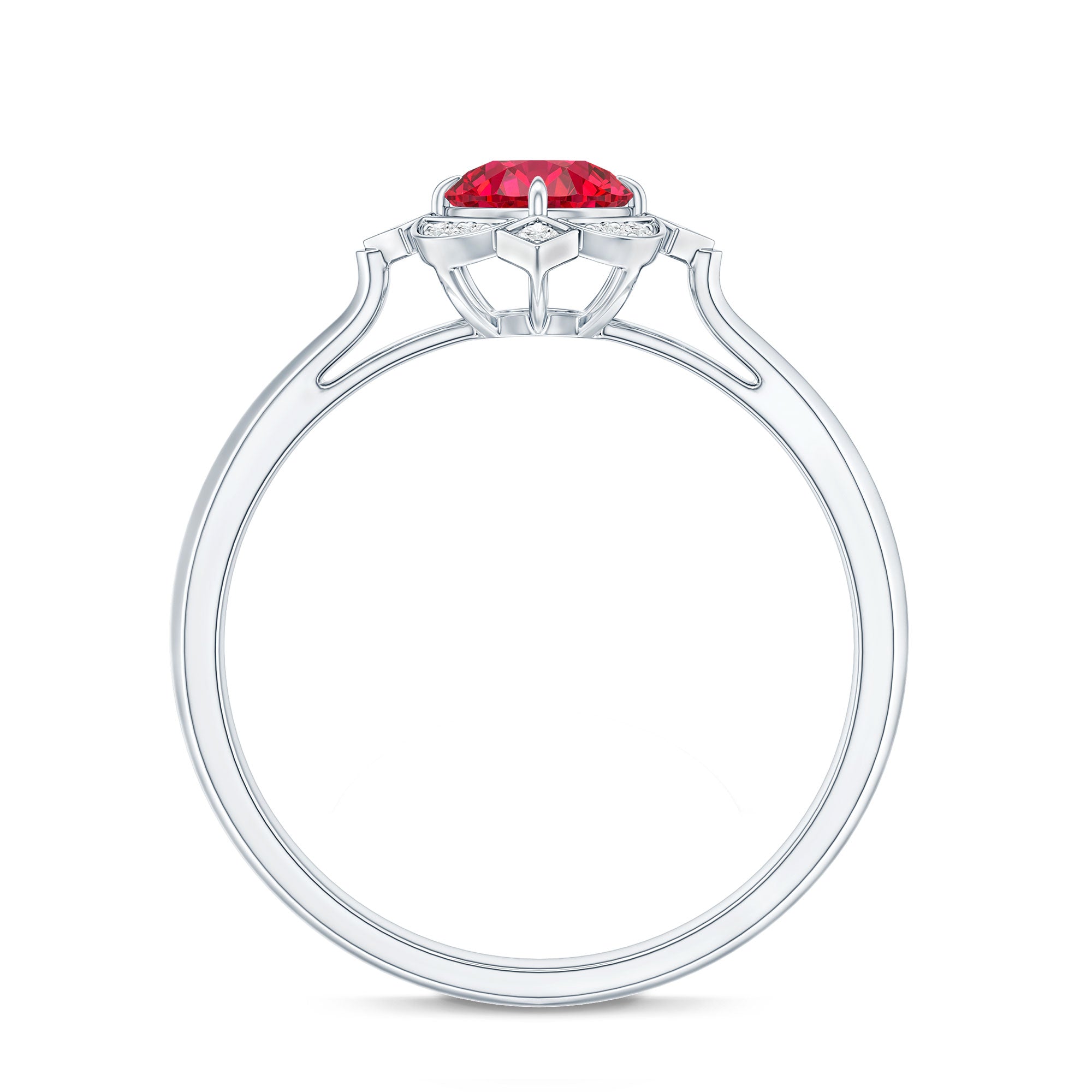 Certified Lab Created Ruby and Diamond Vintage Looking Engagement Ring