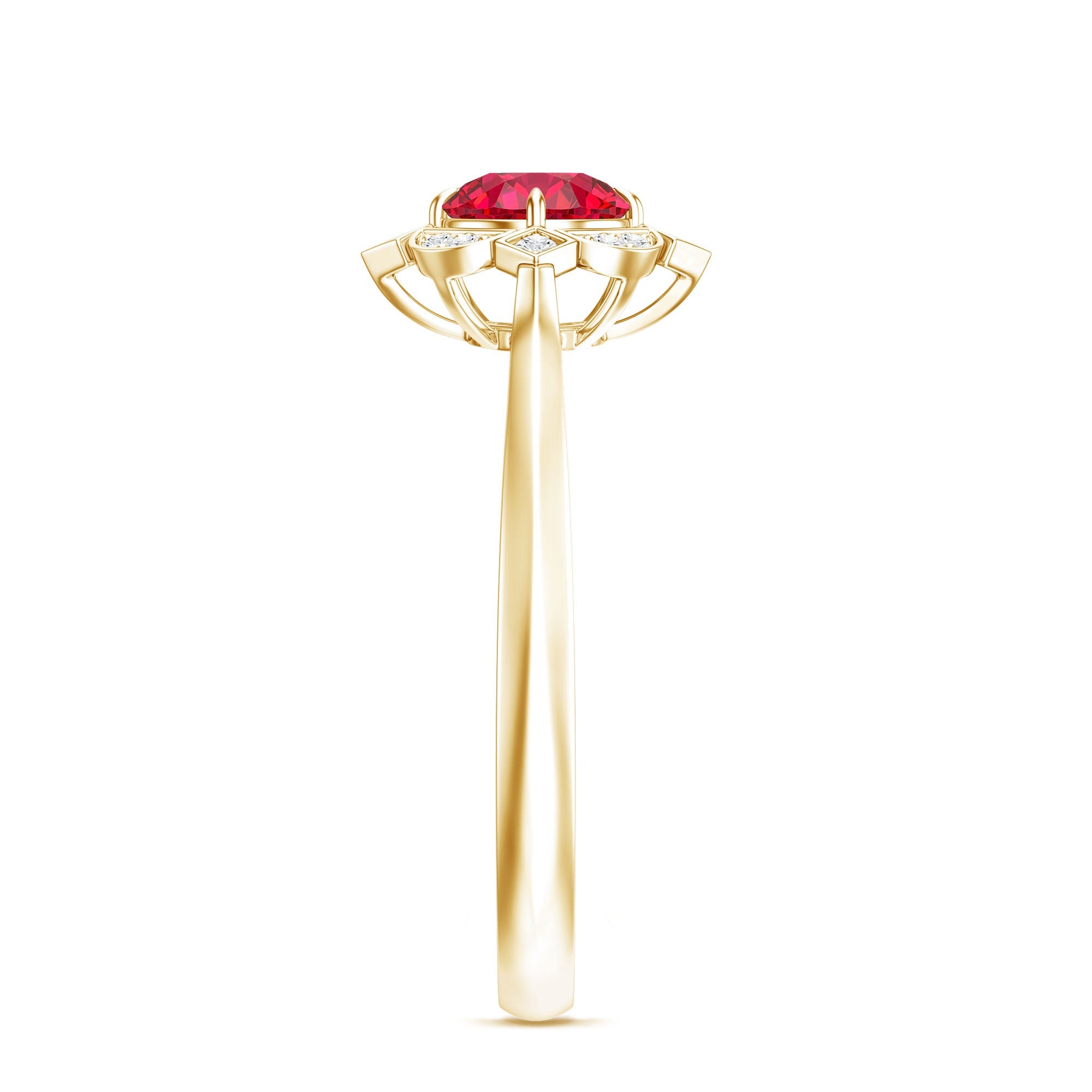 Certified Lab Created Ruby and Diamond Vintage Looking Engagement Ring