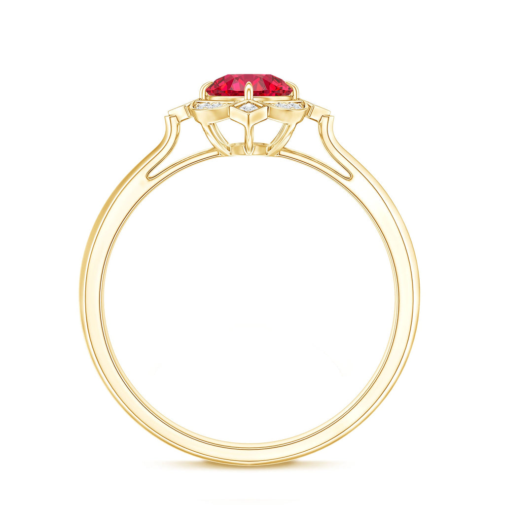 Certified Lab Created Ruby and Diamond Vintage Looking Engagement Ring