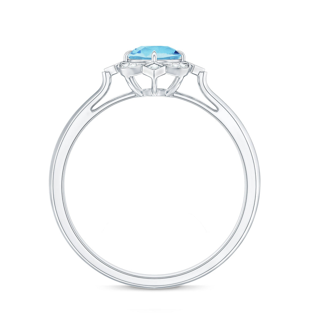 Vintage Inspired Aquamarine and Diamond Engagement Ring with Certificate