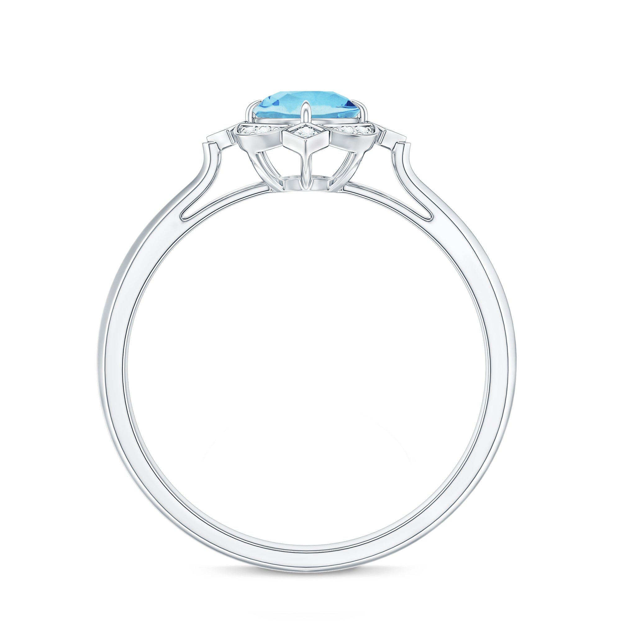 Vintage Inspired Aquamarine and Diamond Engagement Ring with Certificate