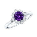 Vintage looking Amethyst Engagement Ring with Diamond for Women