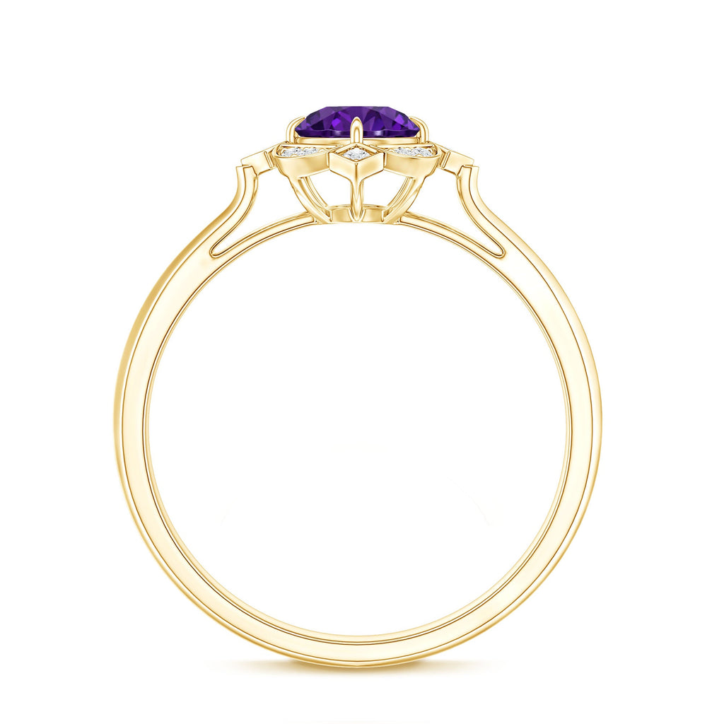 Vintage looking Amethyst Engagement Ring with Diamond for Women