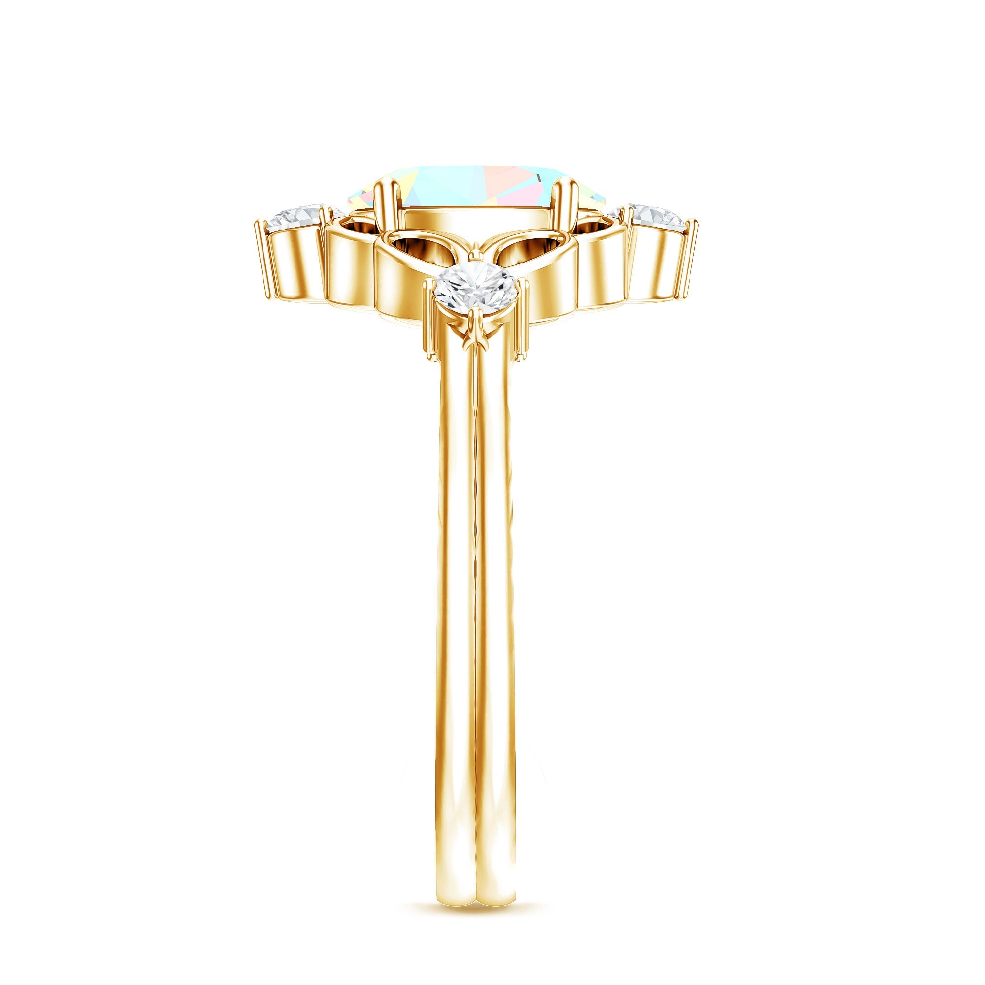 Designer Ethiopian Opal and Diamond  Engagement Ring