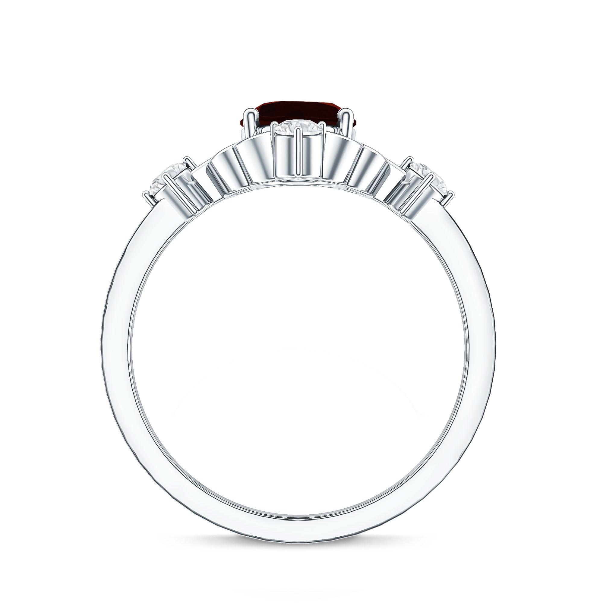 Vintage looking 1.5 Carat Oval Garnet Engagement Ring with Diamond