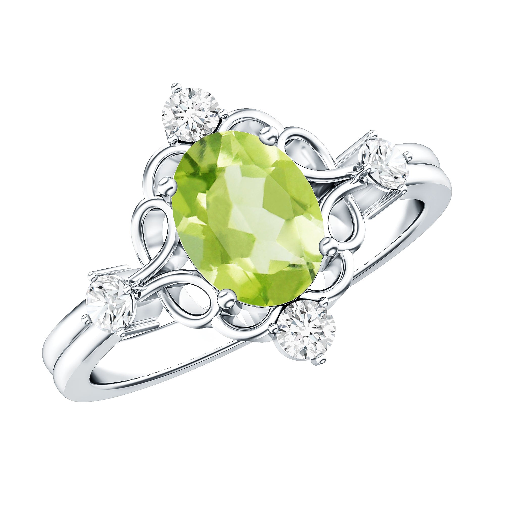 Oval Peridot Cocktail Ring with Diamond