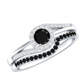 Certified Lab Grown Black and White Diamond Engagement Ring Set for Women